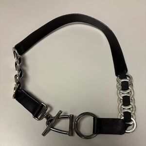Sandy Duftler Designs Vintage belt BLACK leather silver hardware L